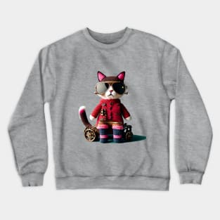 Crochet Cat with Sunglasses Crewneck Sweatshirt